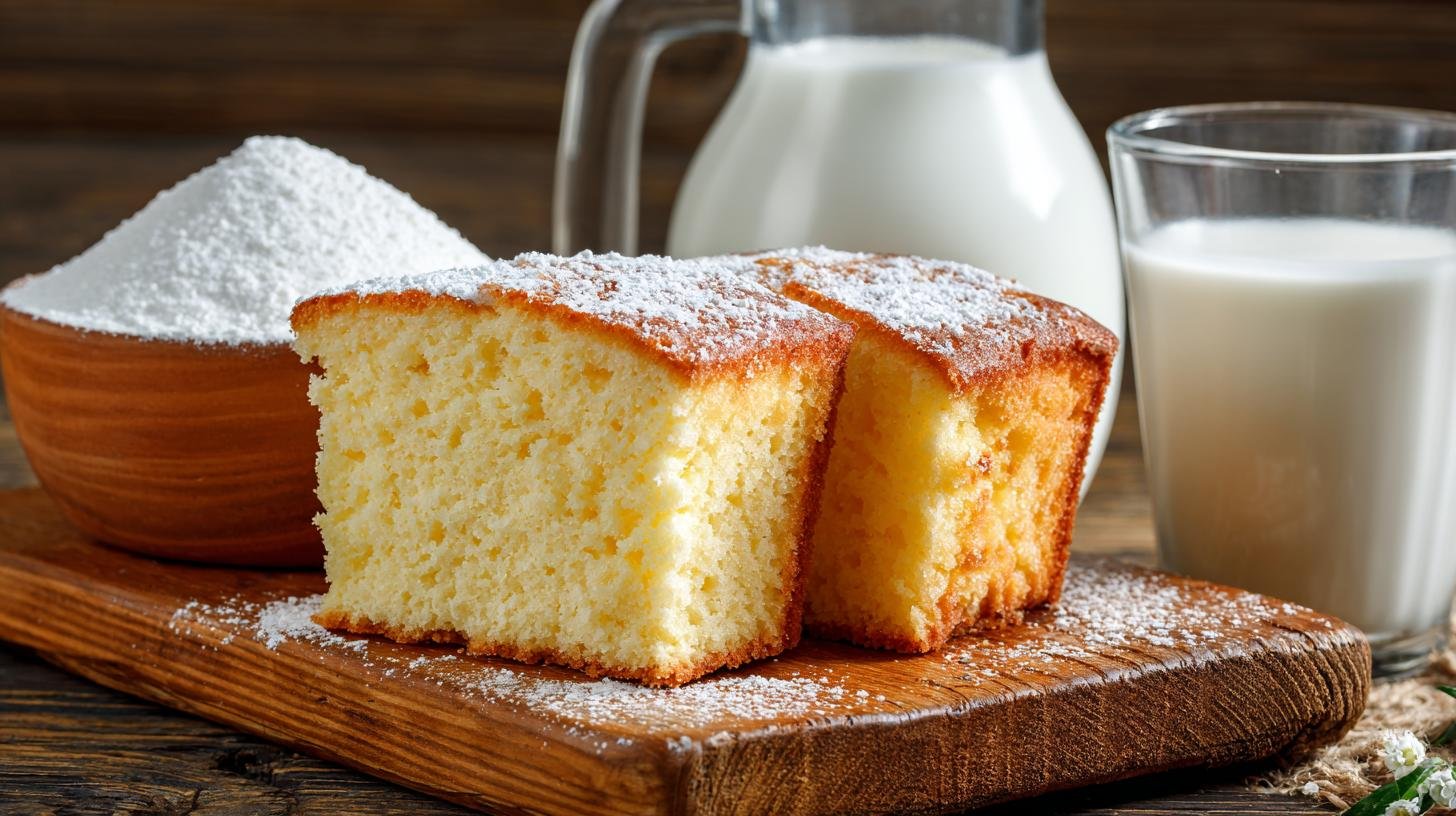 Torta semplice al latte e zucchero per merenda