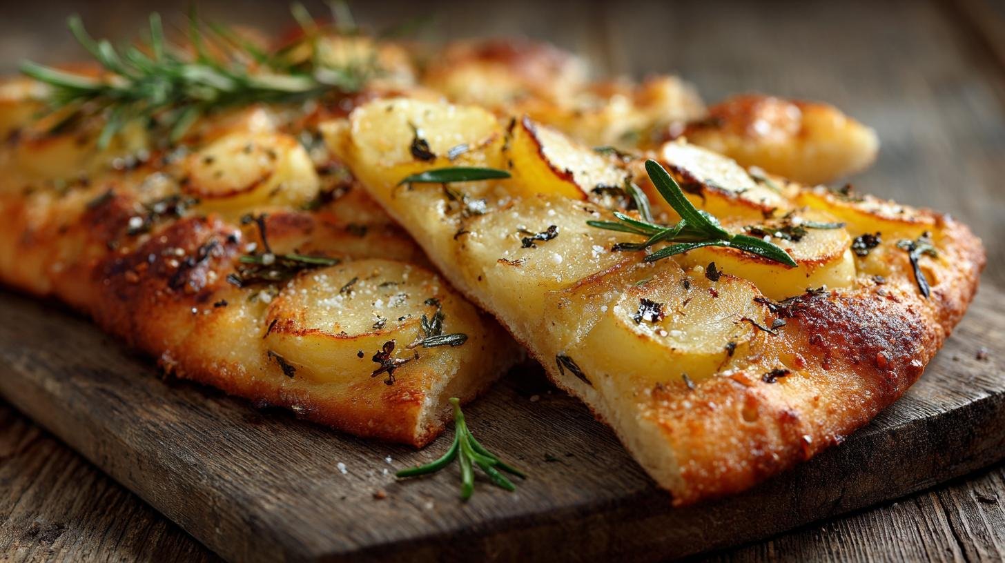 Schiacciata con patate e rosmarino croccante fuori e soffice dentro