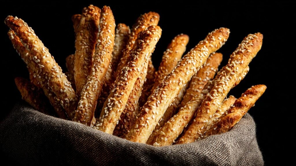 Grissini al sesamo e olio d’oliva croccanti fatti in casa