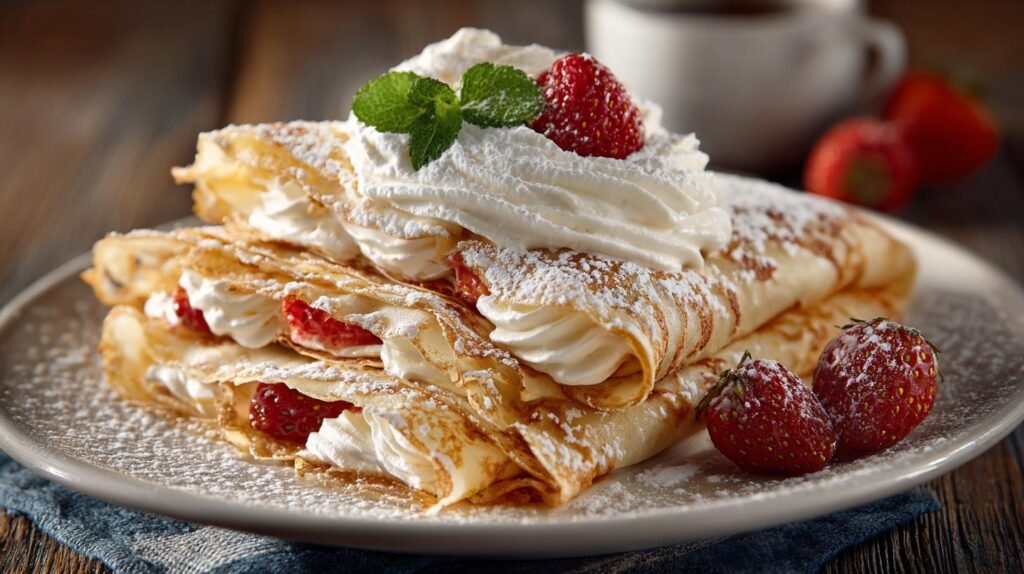 Crepes dolci con crema alla vaniglia morbide e facili