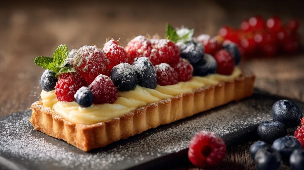 Crostata morbida con crema pasticcera e frutti di bosco