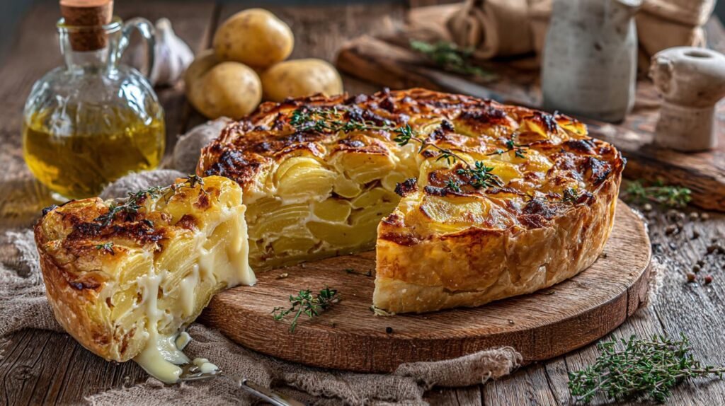 Torta rustica con patate e scamorza che fila