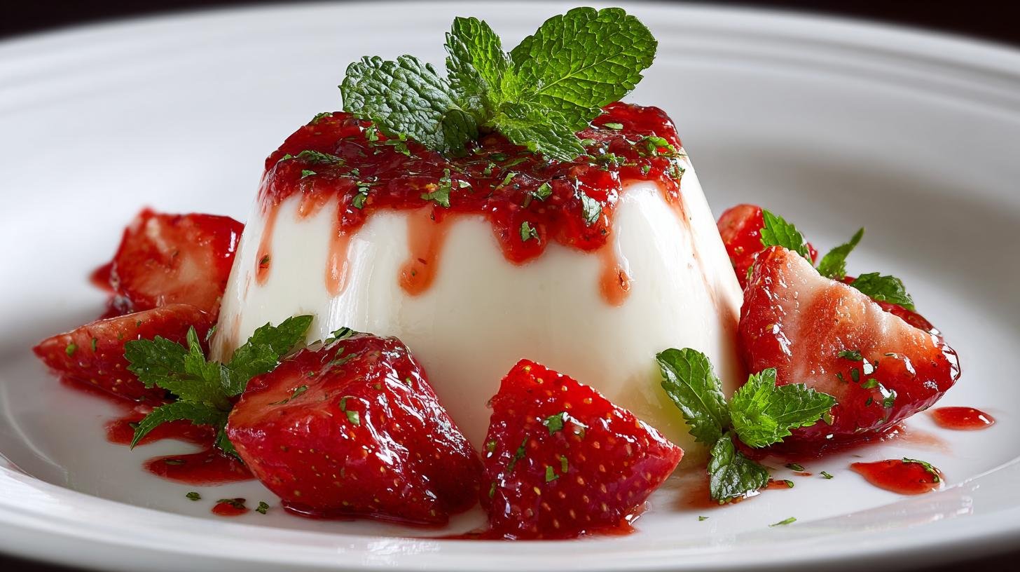 Panna cotta alla vaniglia con fragole fresca e leggera