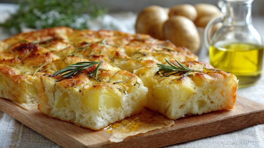 Focaccia alta con patate e olio d’oliva senza lunghe attese
