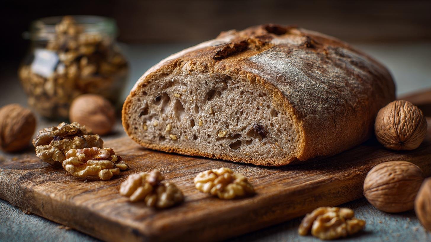 Pane alle noci e farina integrale profumato e facile. Ingredienti essenziali Pane alle noci e farina integrale profumato e facile. Ingredienti essenziali