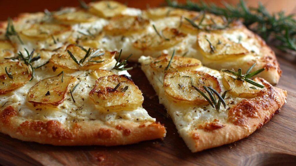 Pizza bianca con patate e rosmarino morbida e veloce