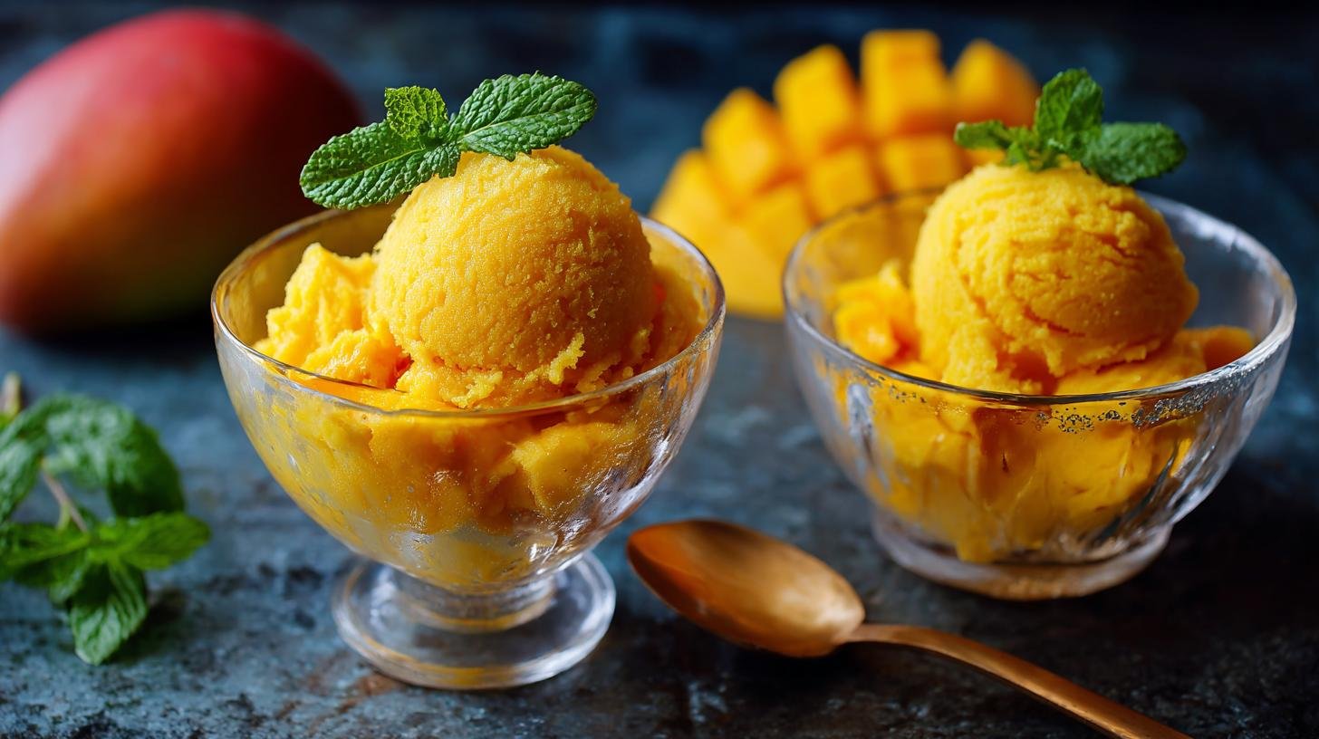 Sorbetto al mango e arancia rinfrescante senza gelatiera