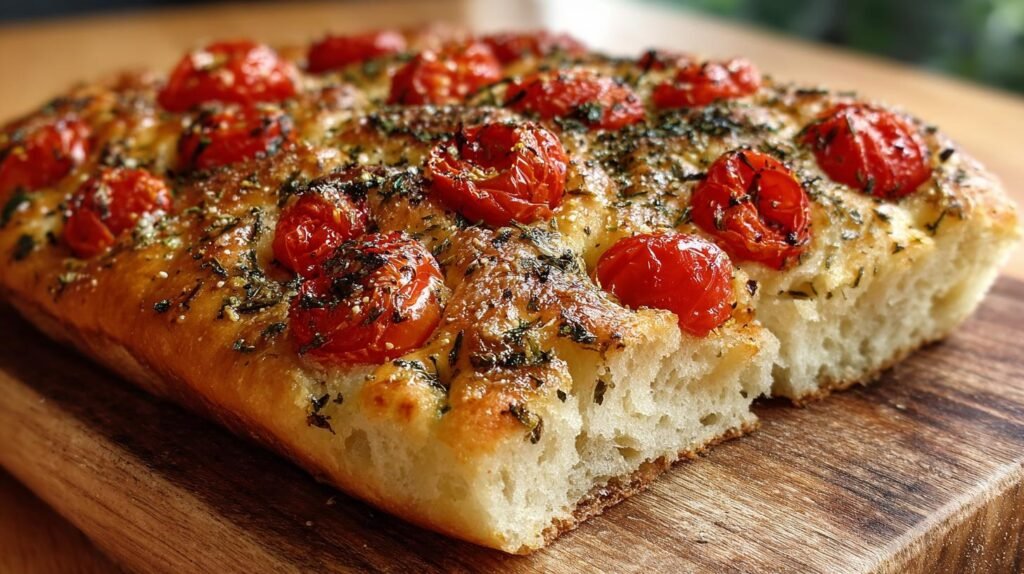 Focaccia con pomodorini e origano semplice per principianti