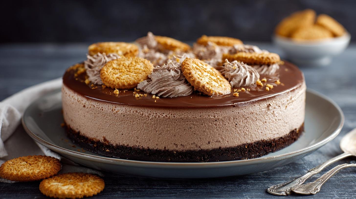 Cheesecake fredda al cacao e biscotti senza forno