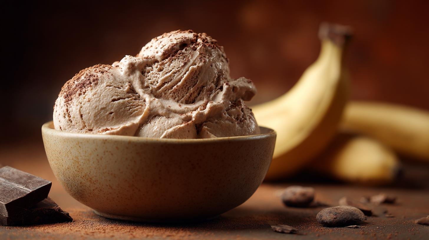 Gelato alla banana e cacao senza zucchero cremoso naturale