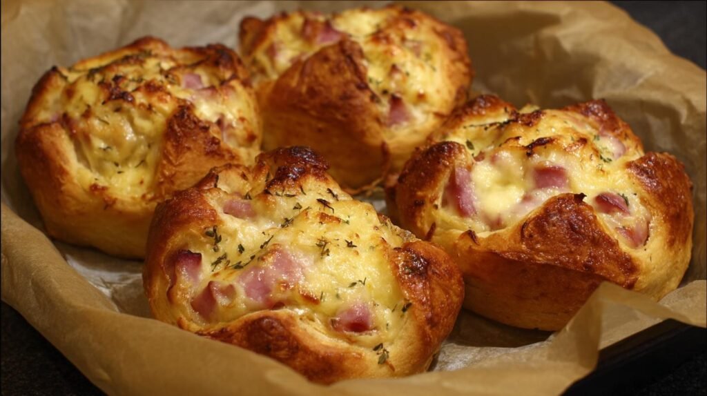 Fagottini con prosciutto e scamorza dorati in forno veloce