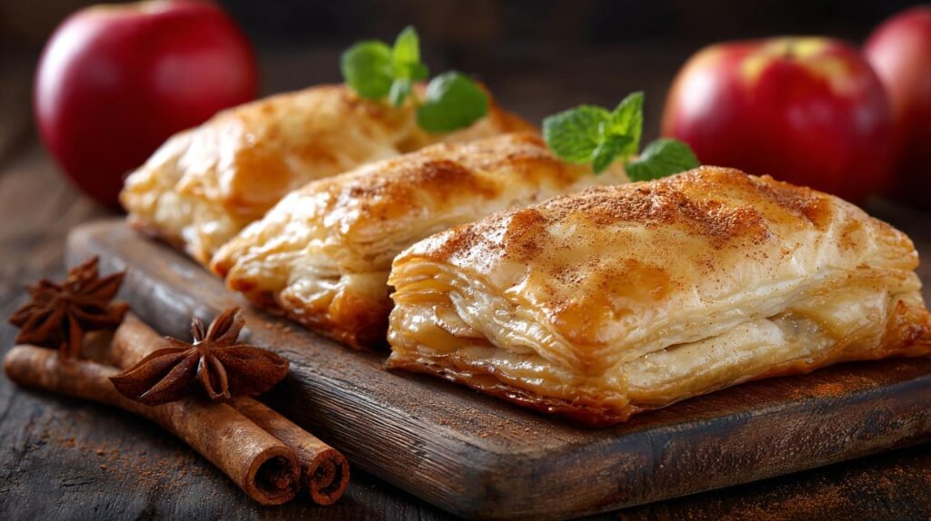 Fagottini di pasta sfoglia con mele e cannella dorati