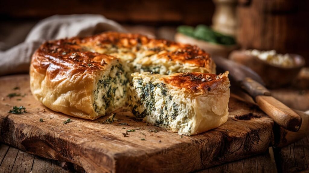 Torta rustica con spinaci e feta che non rilascia acqua