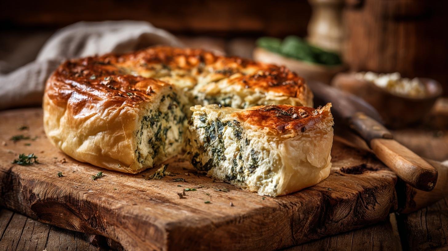 Torta rustica con spinaci e feta che non rilascia acqua