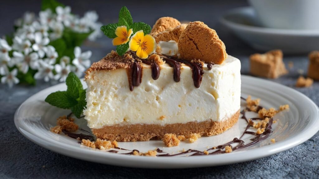 Cheesecake fredda con ricotta e biscotti senza forno