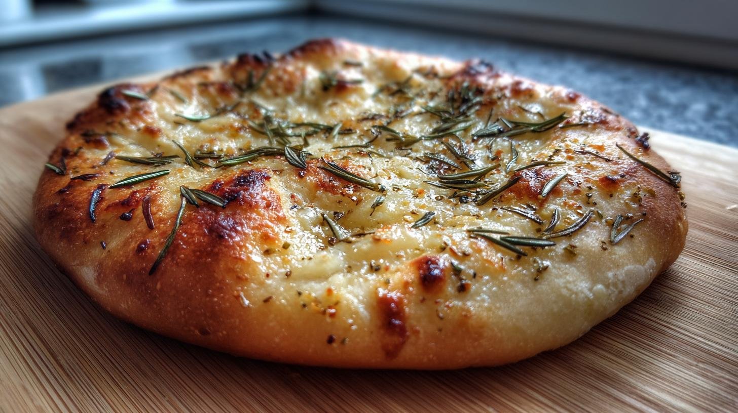 Pizza bianca con rosmarino e olio croccante fuori