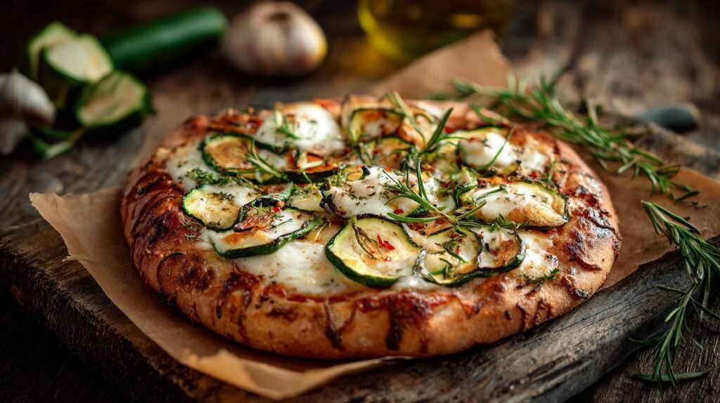 Pizza rustica con mozzarella e zucchine pronta in 25 minuti