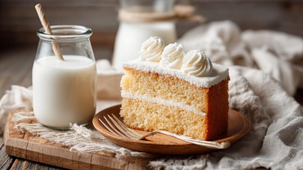 Torta alla vaniglia con latte soffice per merenda