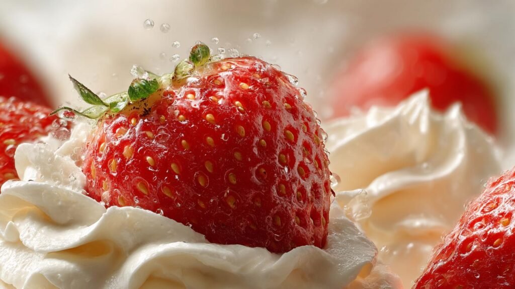 Crema fragole e panna con consistenza leggera e fresca