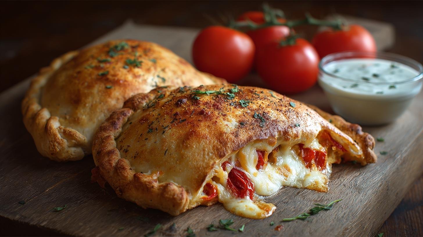 Calzone mozzarella e pomodori con ripieno filante