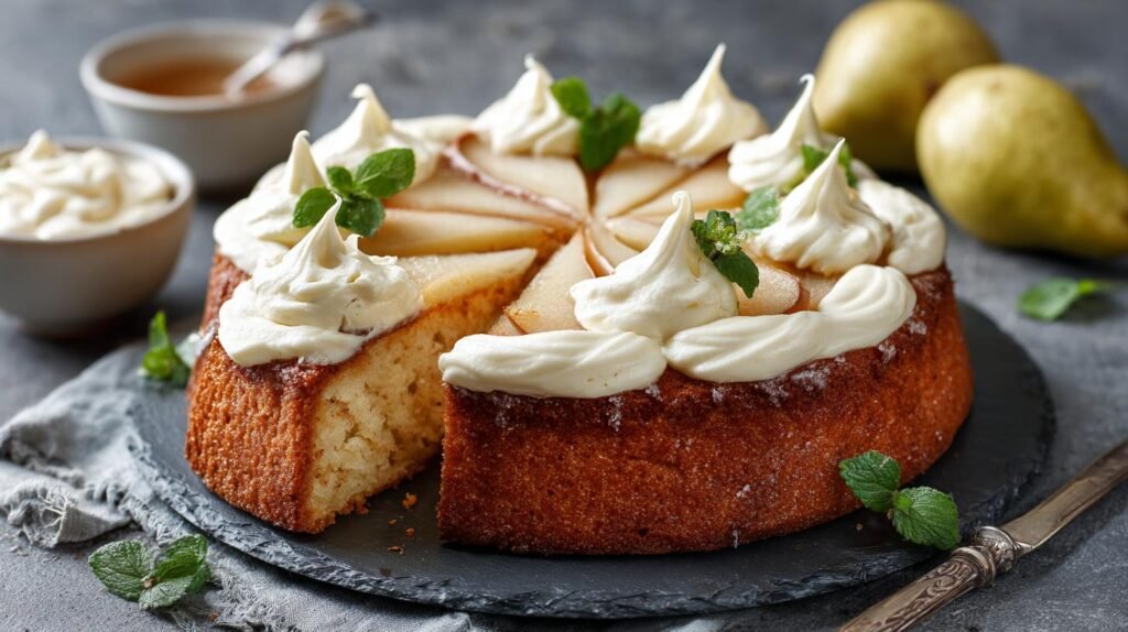 Torta di pere e panna morbida e profumata