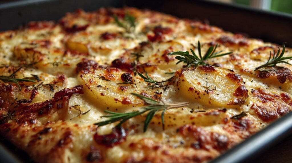 Pizza bianca in teglia con patate e rosmarino veloce
