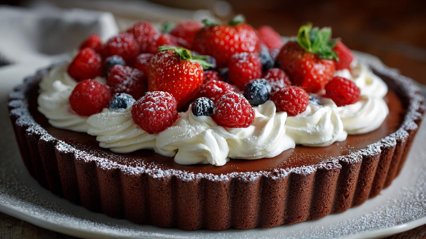 Crostata al cacao con crema alla vaniglia fatta in casa