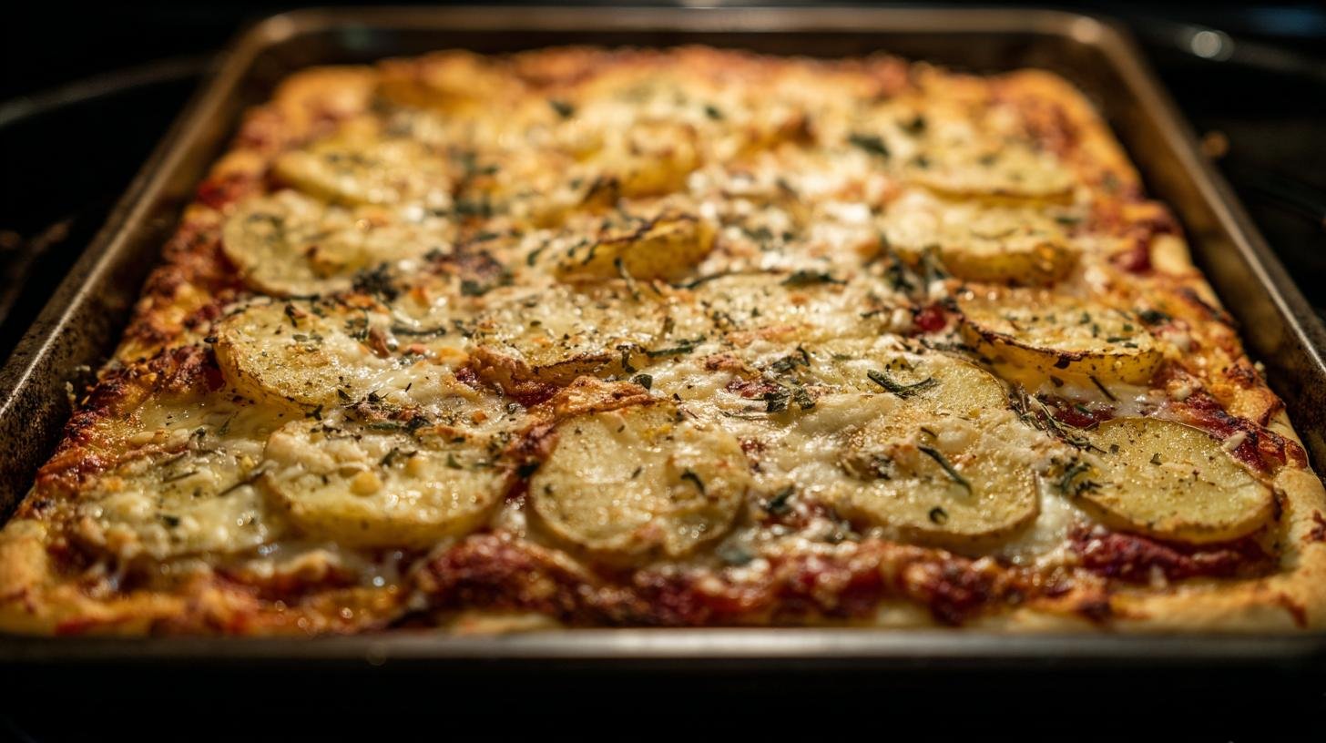 Pizza in teglia con patate e mozzarella veloce