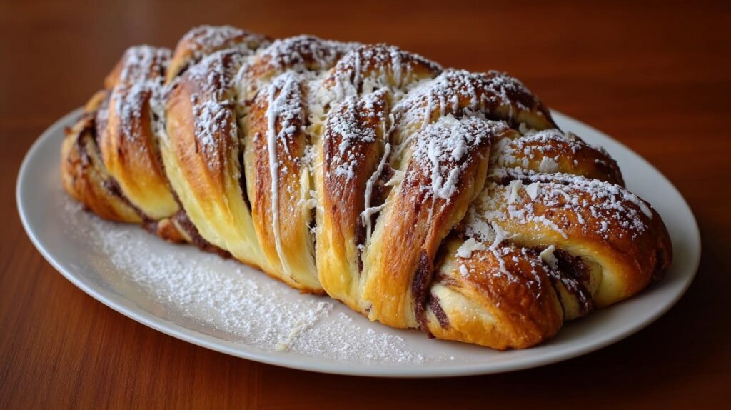 Treccia dolce ricotta e cioccolato con profumo di forno