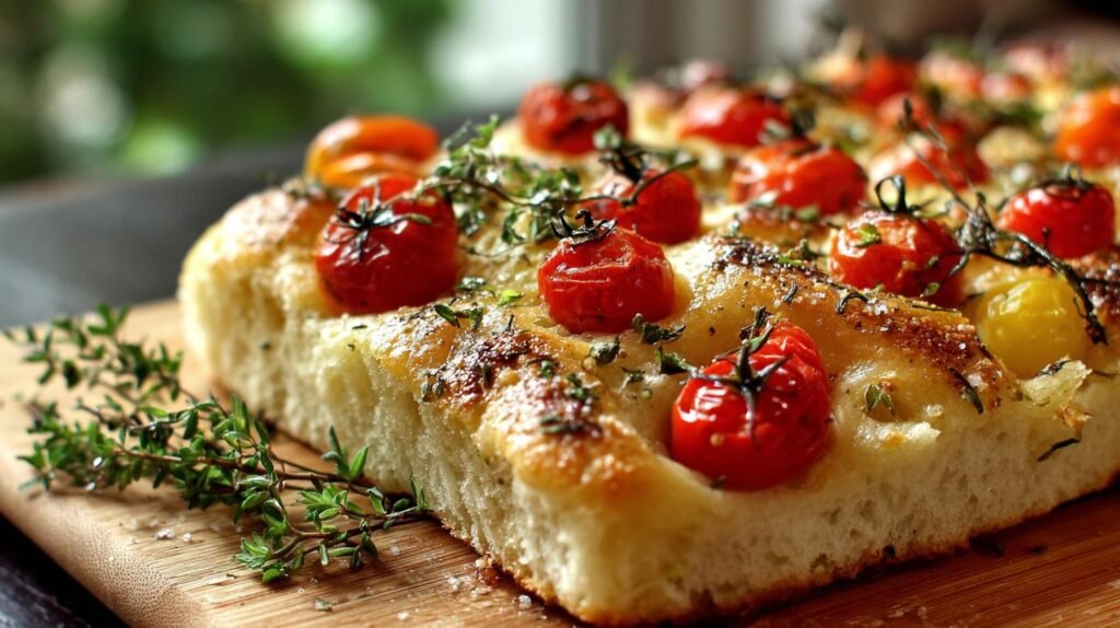 Focaccia soffice con pomodorini e origano per cena facile
