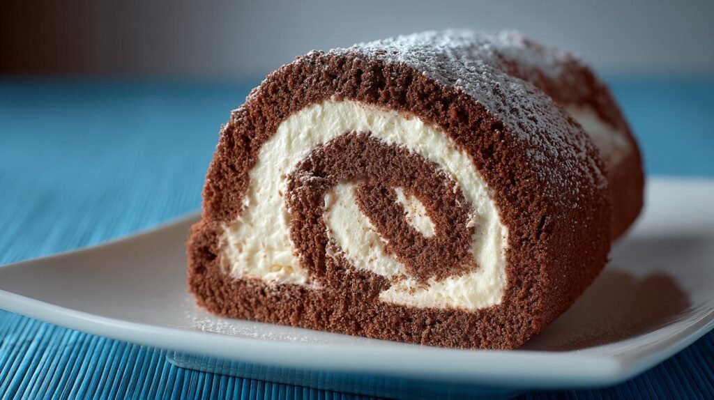 Rotolo cacao e panna soffice con trucco per arrotolare facile