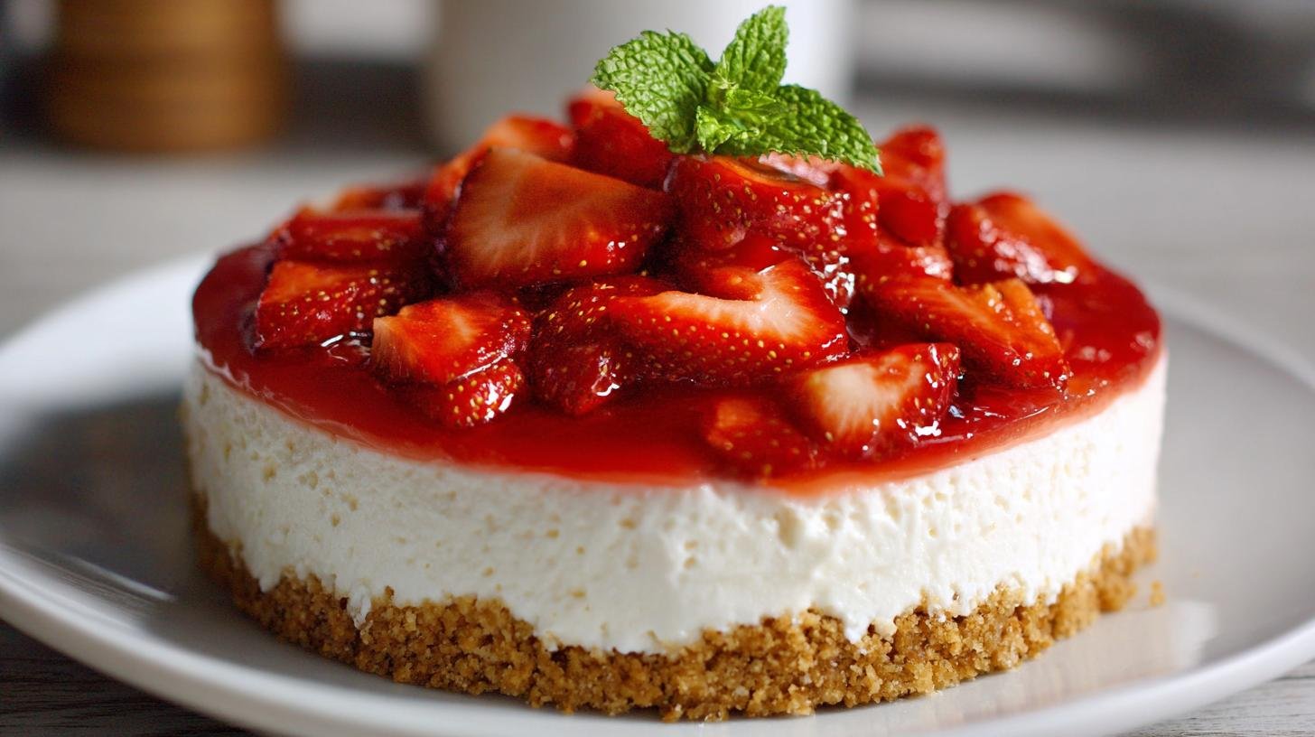 Cheesecake fredda con ricotta e fragole senza forno