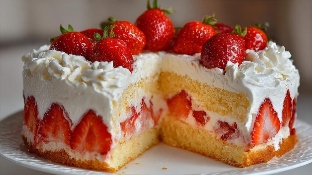 Torta soffice alle fragole e panna pronta in 30 minuti