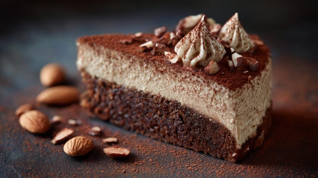 Torta mandorle e cacao con consistenza soffice e intensa
